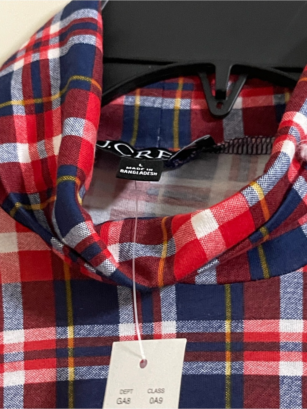 J Crew Long Sleeve Plaid Lightweight Turtleneck Pullover Top Shirt Sz L NWT - Picture 4 of 6